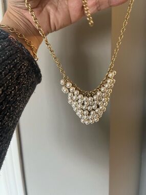 J. Crew Gold and Cream Faux Pearl Cluster Necklace